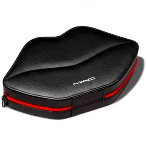 LIMITED EDITION MAC Cosmetics Lip Shaped Clutch Bag, Black & Red.